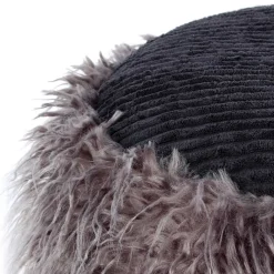 Clearance Wohnen Beistellhocker aus Kunstfell Dunkelgrau - Landeck
