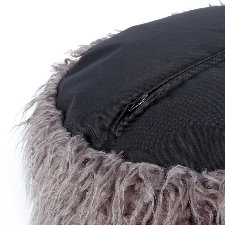 Clearance Wohnen Beistellhocker aus Kunstfell Dunkelgrau - Landeck