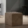 Discount Wohnen Beistellhocker in Hellbraun Samt - Yisela