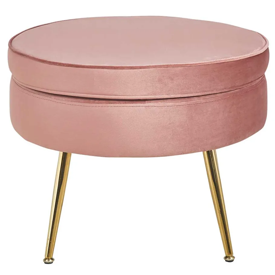 Discount Wohnen Beistellhocker in Rosa Samt - Griffin