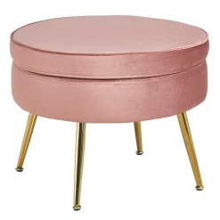 Discount Wohnen Beistellhocker in Rosa Samt - Griffin