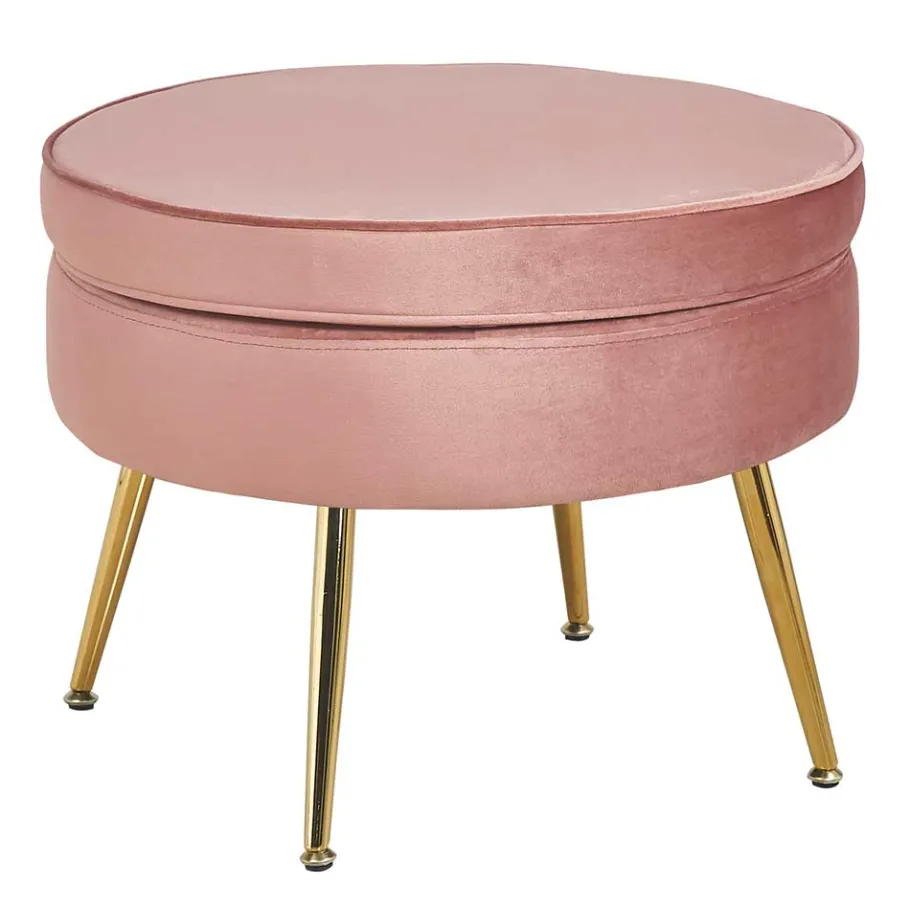 Discount Wohnen Beistellhocker in Rosa Samt - Griffin