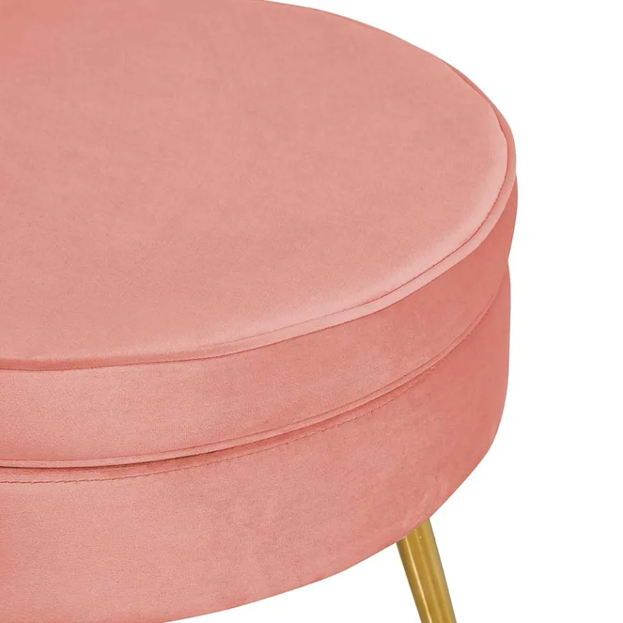 Discount Wohnen Beistellhocker in Rosa Samt - Griffin