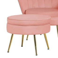 Discount Wohnen Beistellhocker in Rosa Samt - Griffin