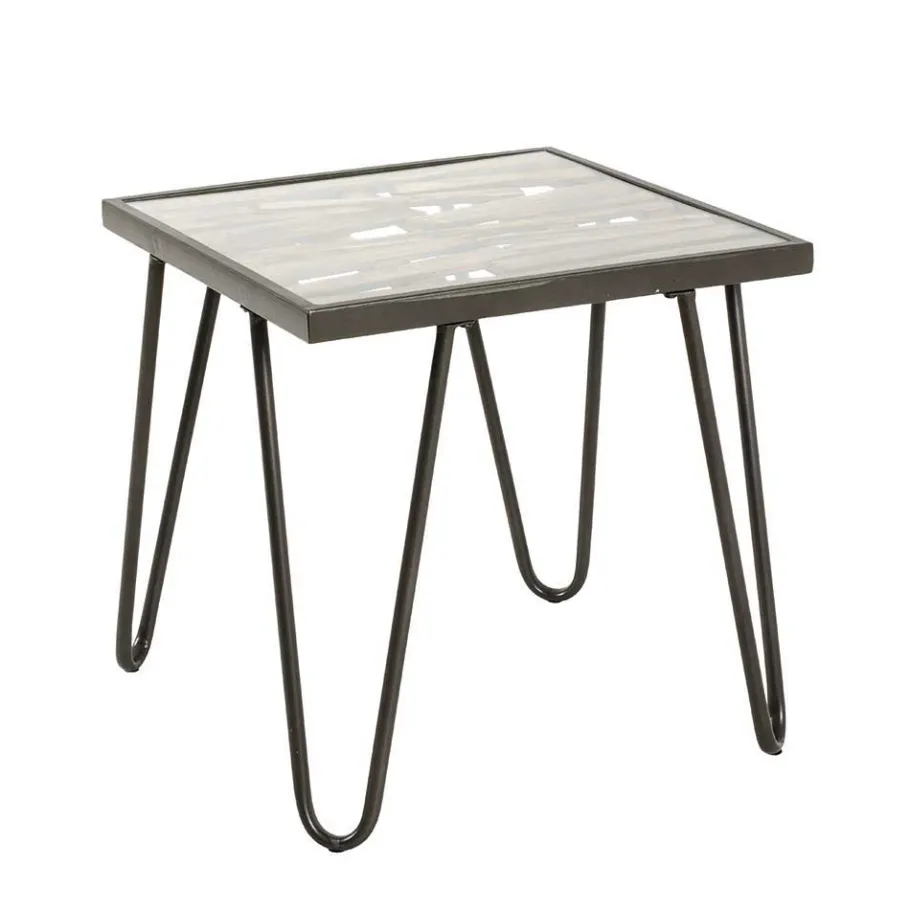 Discount Wohnen Beistelltisch aus Glas & Holz & Stahl - Zilandra