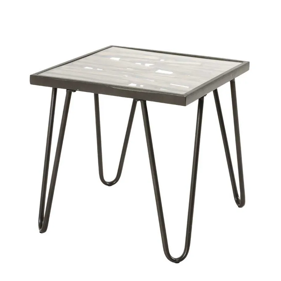 Discount Wohnen Beistelltisch aus Glas & Holz & Stahl - Zilandra