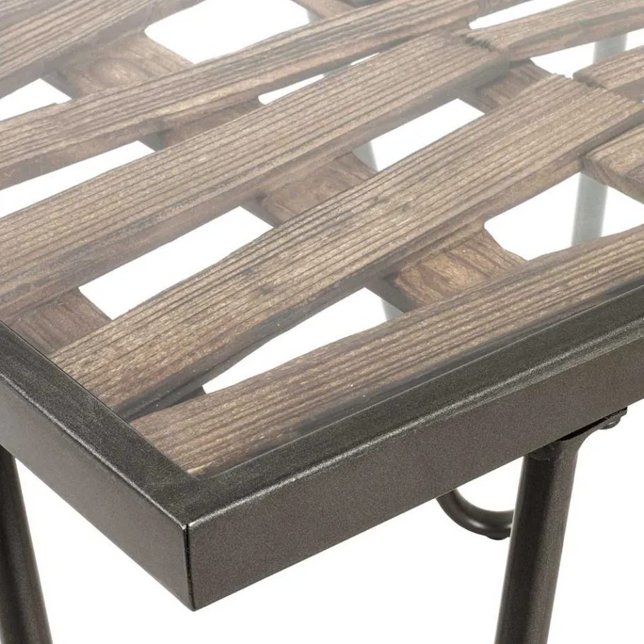 Discount Wohnen Beistelltisch aus Glas & Holz & Stahl - Zilandra