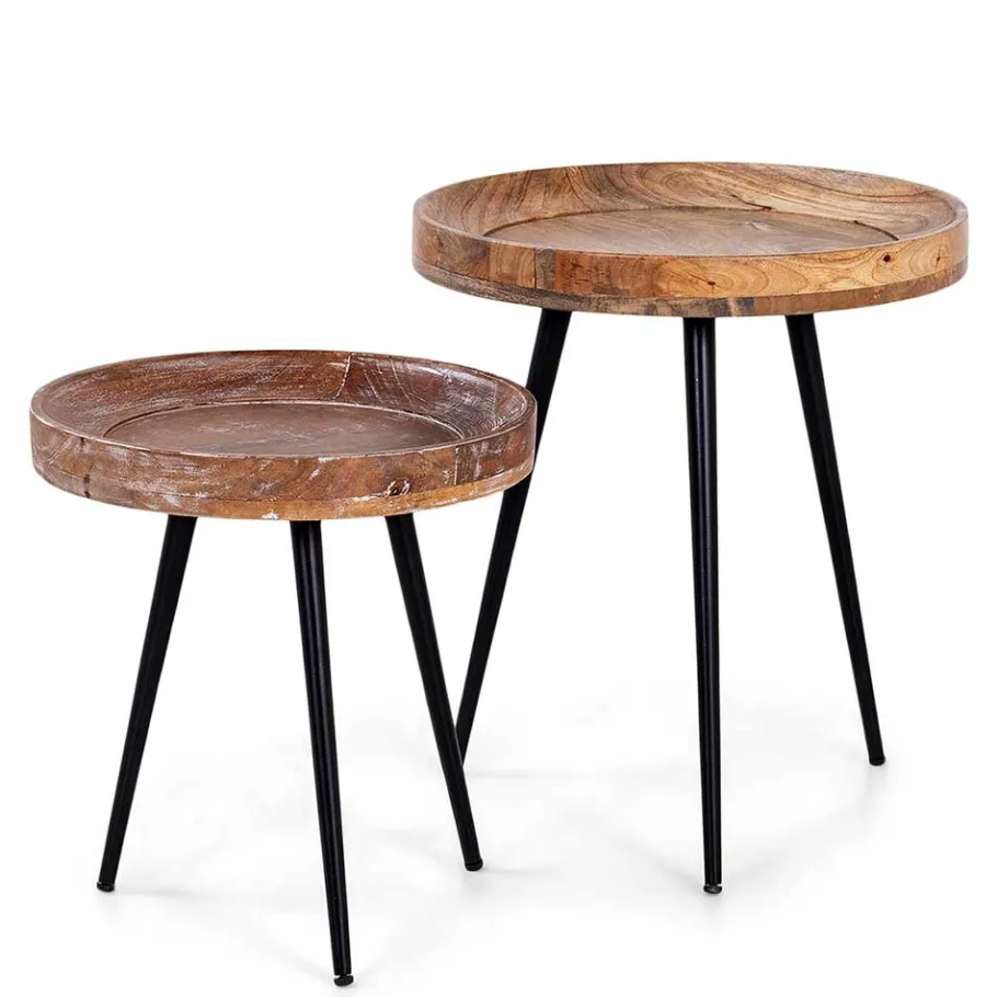 Best Wohnen Beistelltisch aus Mangobaum Holz - Cracks