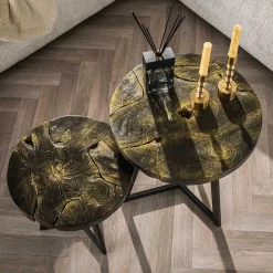 Sale Wohnen Beistelltisch Duo in Schwarz Gold - Adrion (zweiteilig)