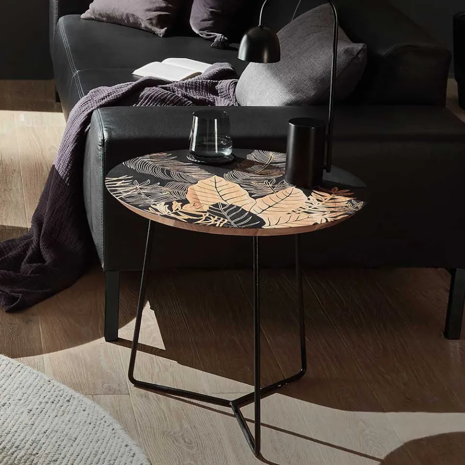 Hot Wohnen Beistelltisch mit Blatt Motiv Druck - Palermo