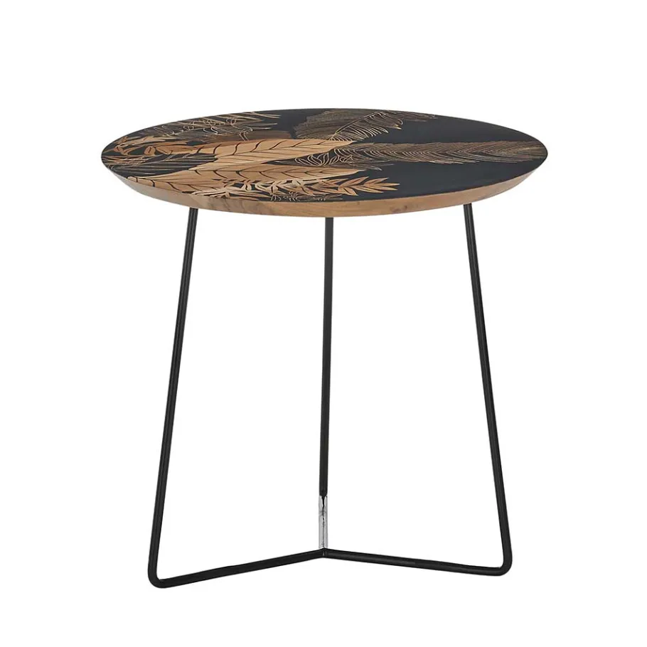 Hot Wohnen Beistelltisch mit Blatt Motiv Druck - Palermo