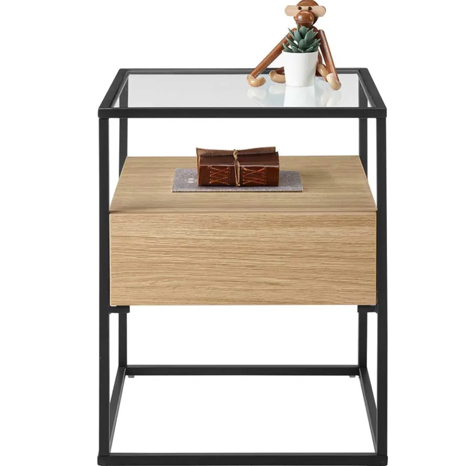 Clearance Wohnen Beistelltisch mit Glasplatte - Vlacondra