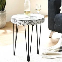 Outlet Wohnen Beistelltisch mit Platte aus Spiegelglas - Elba
