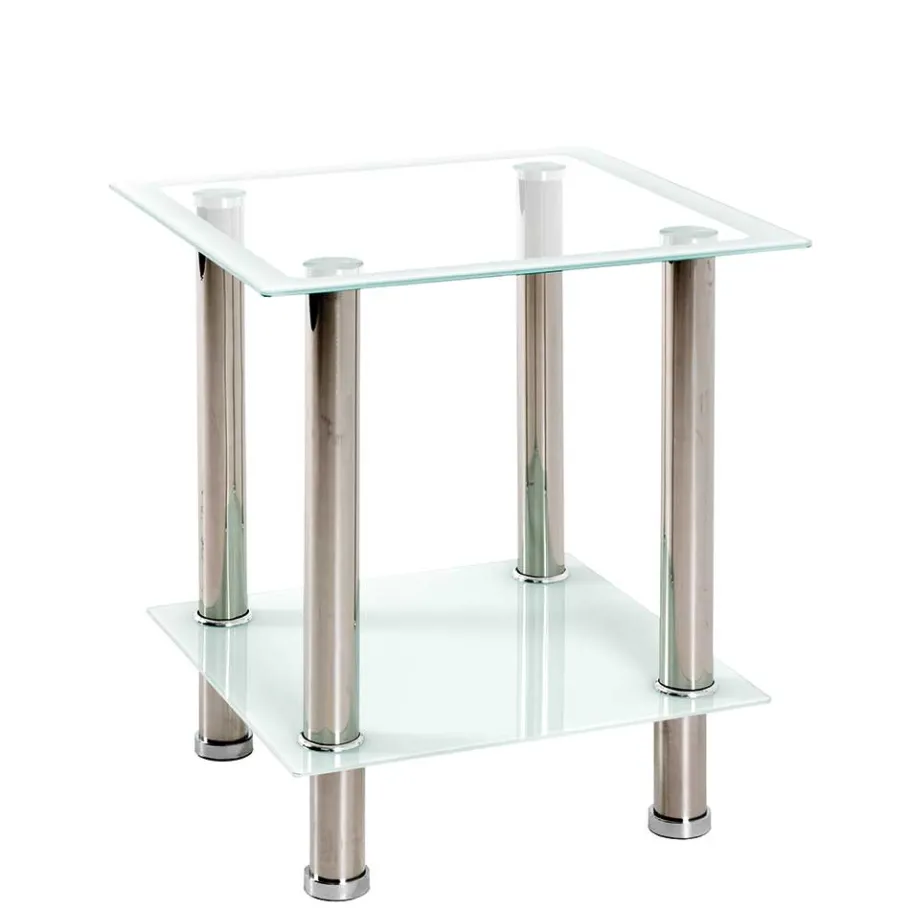 Discount Wohnen Beistelltisch mit zwei Glasplatten 40x46x40 cm - Ubinus