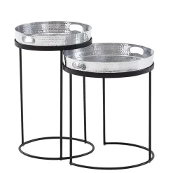 Clearance Wohnen Beistelltische mit Tabletts in Silber - Makimona (zweiteilig)
