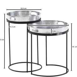 Clearance Wohnen Beistelltische mit Tabletts in Silber - Makimona (zweiteilig)