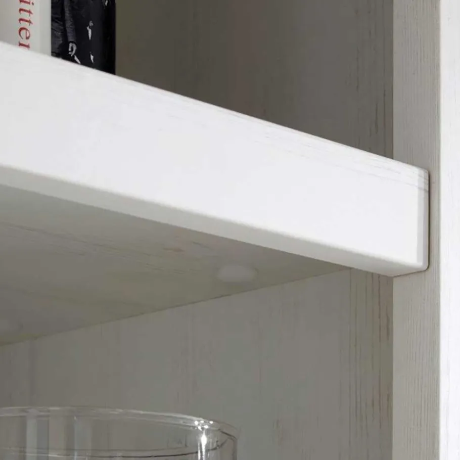 Best Wohnen Beleuchtete Wohnwand Chelles im weißem Landhausstil (vierteilig)