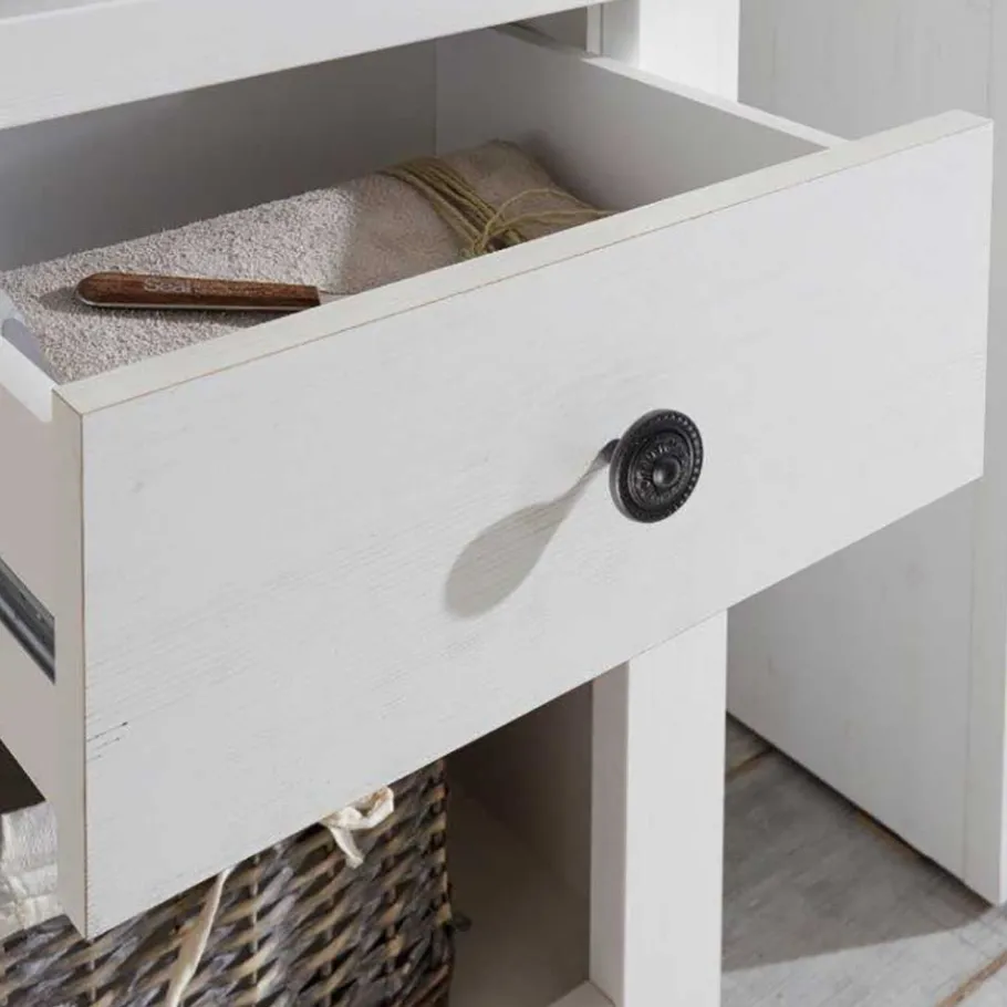 Best Wohnen Beleuchtete Wohnwand Chelles im weißem Landhausstil (vierteilig)