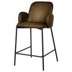 Clearance Wohnen Bequemer Barstuhl in Oliv Grün Microfaser - Gesehia (2er Set)