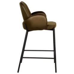 Clearance Wohnen Bequemer Barstuhl in Oliv Grün Microfaser - Gesehia (2er Set)