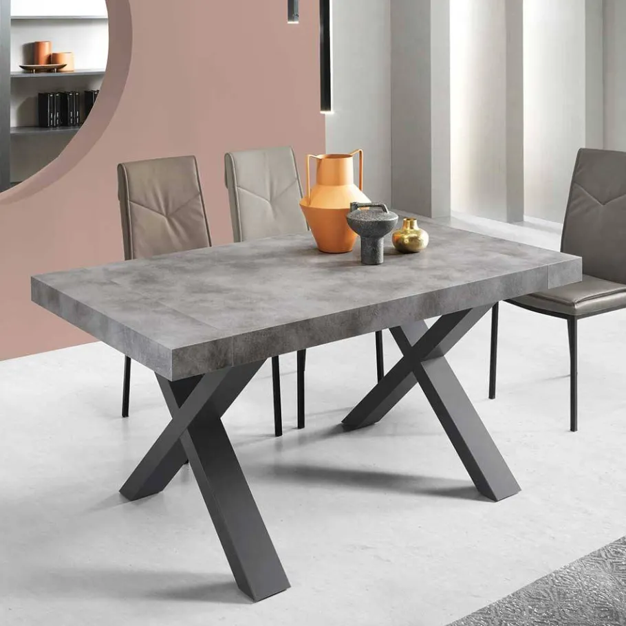 Clearance Wohnen Betonoptik Ausziehtisch mit zwei Einlegeplatten - Relisa