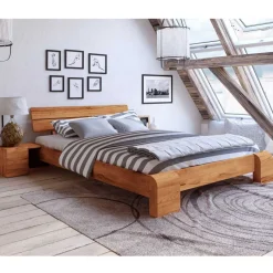 Discount Wohnen Bett Alcarizora aus Kernbuche Massivholz