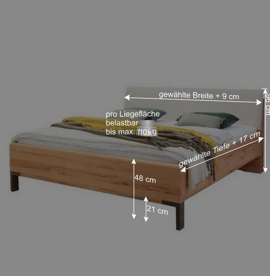 New Wohnen Bett Anlage in Kernbuche & Beige - Krofun I (dreiteilig)