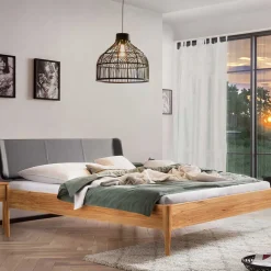 Sale Wohnen Bett aus Wildbuche massiv und Kunstleder - Padricio