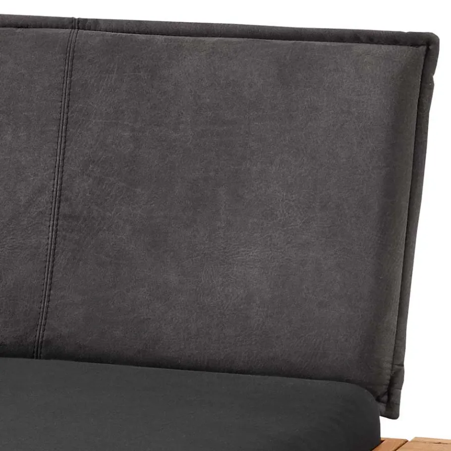 Discount Wohnen Bett aus Wildeiche & Stoff & Metall - Narcissa