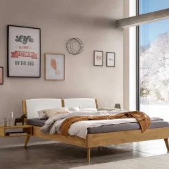 Best Wohnen Bett aus Wildeiche mit Kunstleder - Cubus