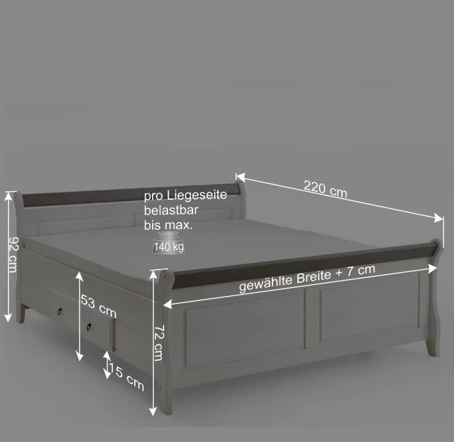 Best Wohnen Bett Caneon in Weiß Grau