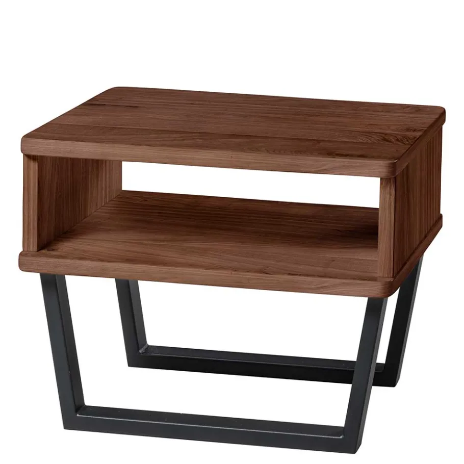 Online Wohnen Bett im Industrial Design aus Nussbaum in Braun - Murphy