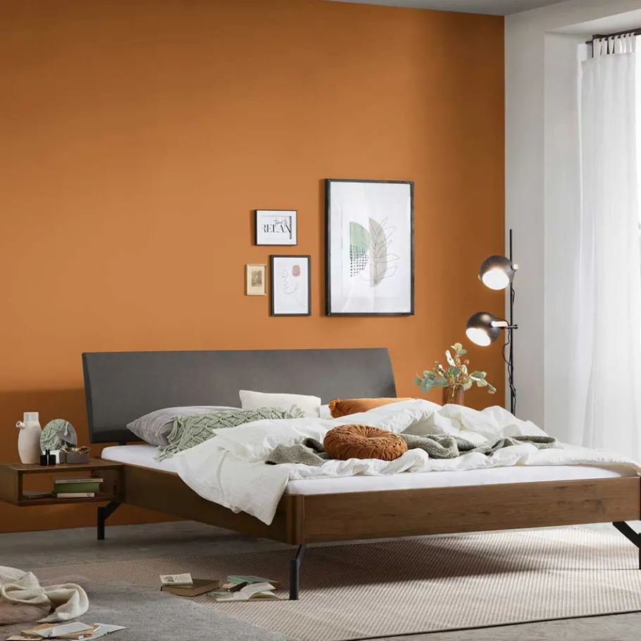 Best Wohnen Bett in Nussbaum Braun & Anthrazit - Ayero (dreiteilig)