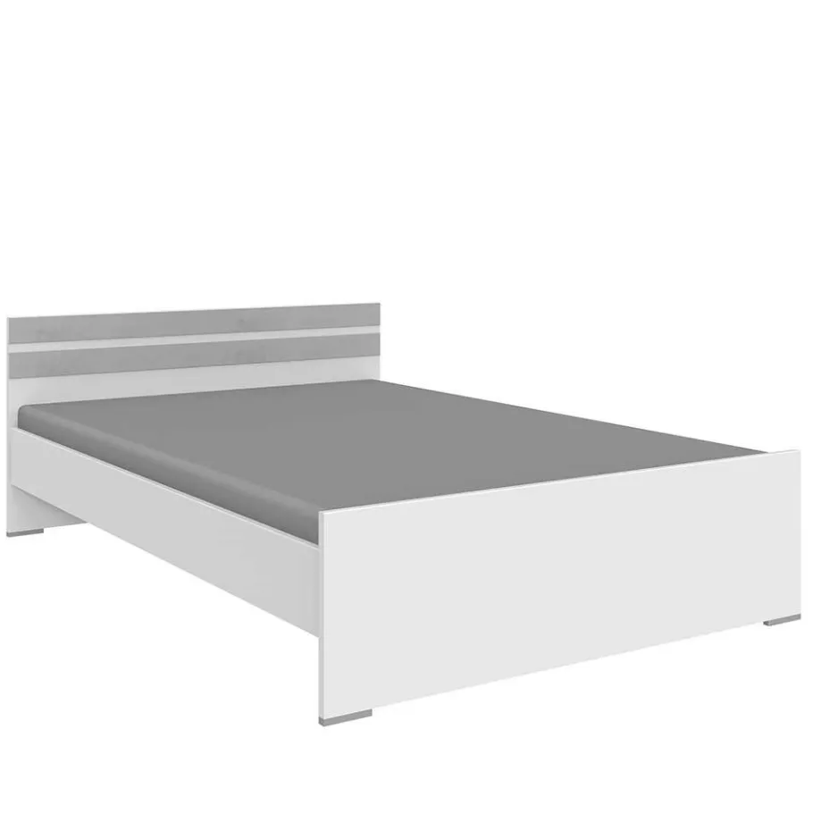 Hot Wohnen Bett in Weiß & Lichtgrau Beton Optik - Orsidio