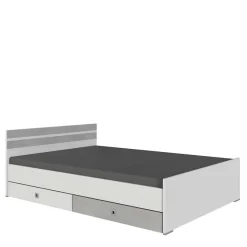 Hot Wohnen Bett in Weiß & Lichtgrau Beton Optik - Orsidio