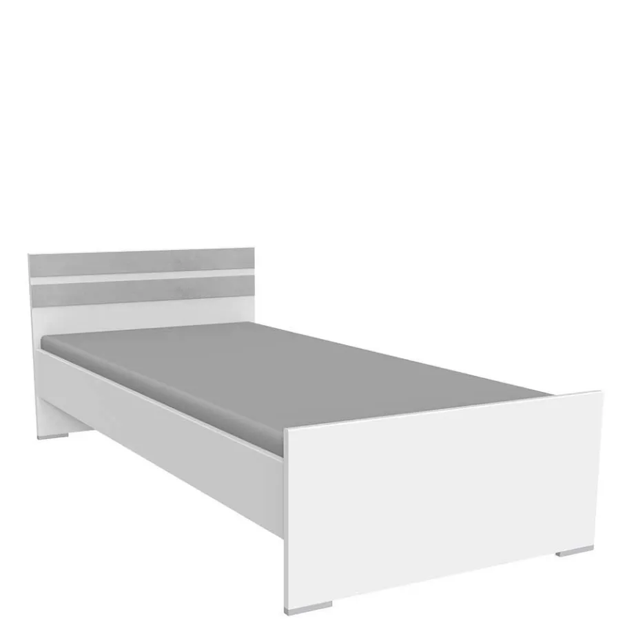 Hot Wohnen Bett in Weiß & Lichtgrau Beton Optik - Orsidio