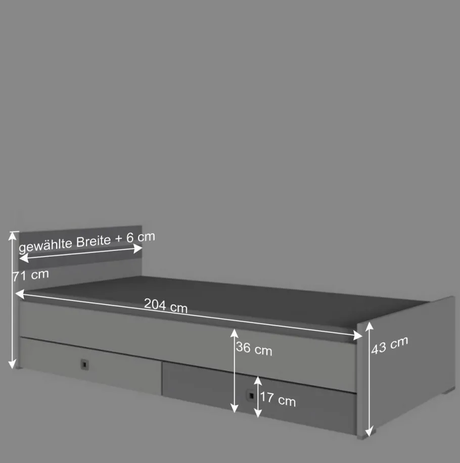 Hot Wohnen Bett in Weiß & Lichtgrau Beton Optik - Orsidio
