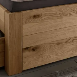 Discount Wohnen Bett mit vier Schubladen aus Wildeiche - Zennian (dreiteilig)