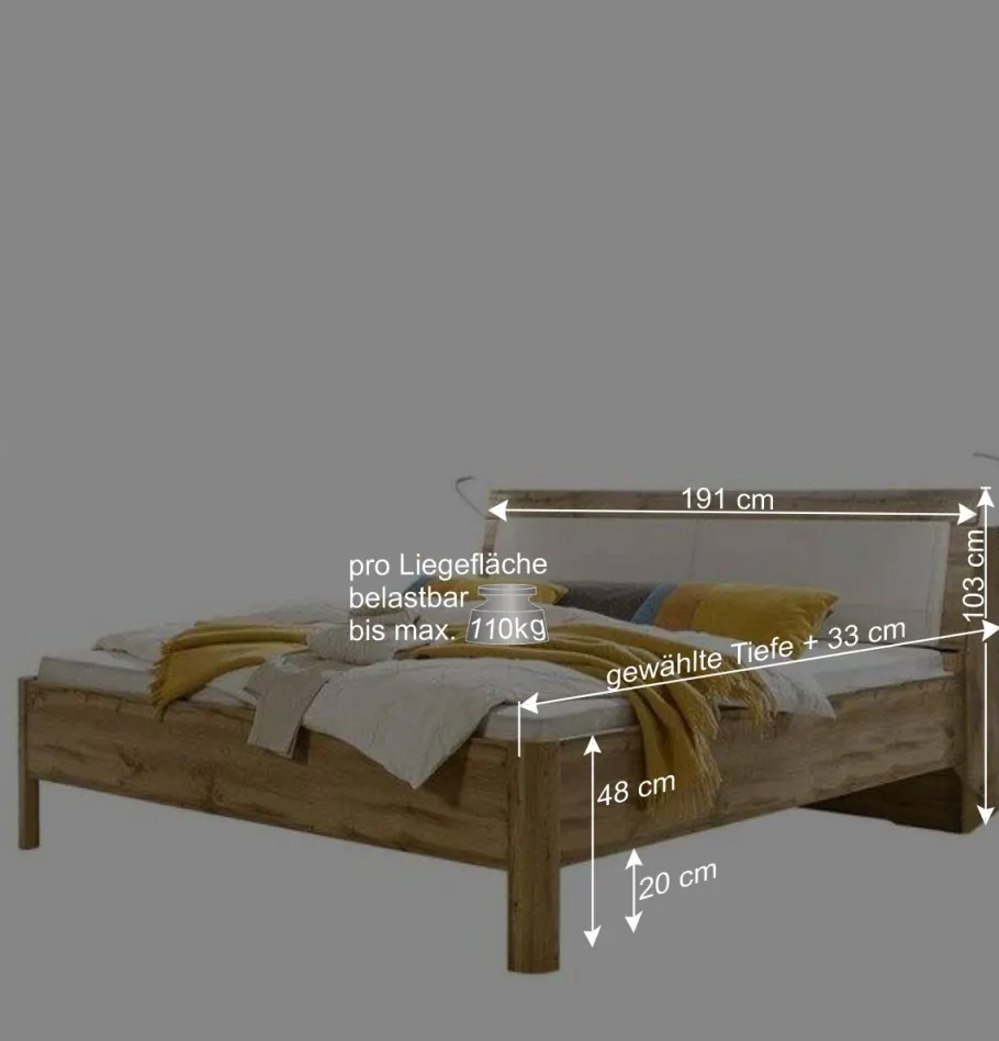 Wohnen Bett Neriman mit Bettkasten im Kopfteil