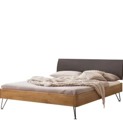 Discount Wohnen Bettgestell aus Wildeiche mit Kunstleder - Alkagar