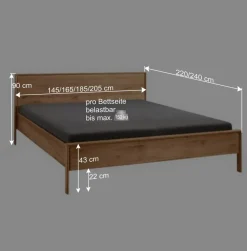 New Wohnen Bettgestell und Nachtkommoden aus Holz - Waving (dreiteilig)