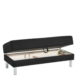 Best Wohnen Bettsofa mit Hocker in Schwarz mit Chrom - Farella (zweiteilig)