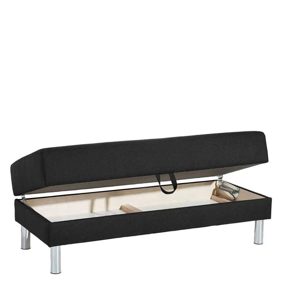 Best Wohnen Bettsofa mit Hocker in Schwarz mit Chrom - Farella (zweiteilig)