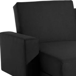 Best Wohnen Bettsofa mit Hocker in Schwarz mit Chrom - Farella (zweiteilig)
