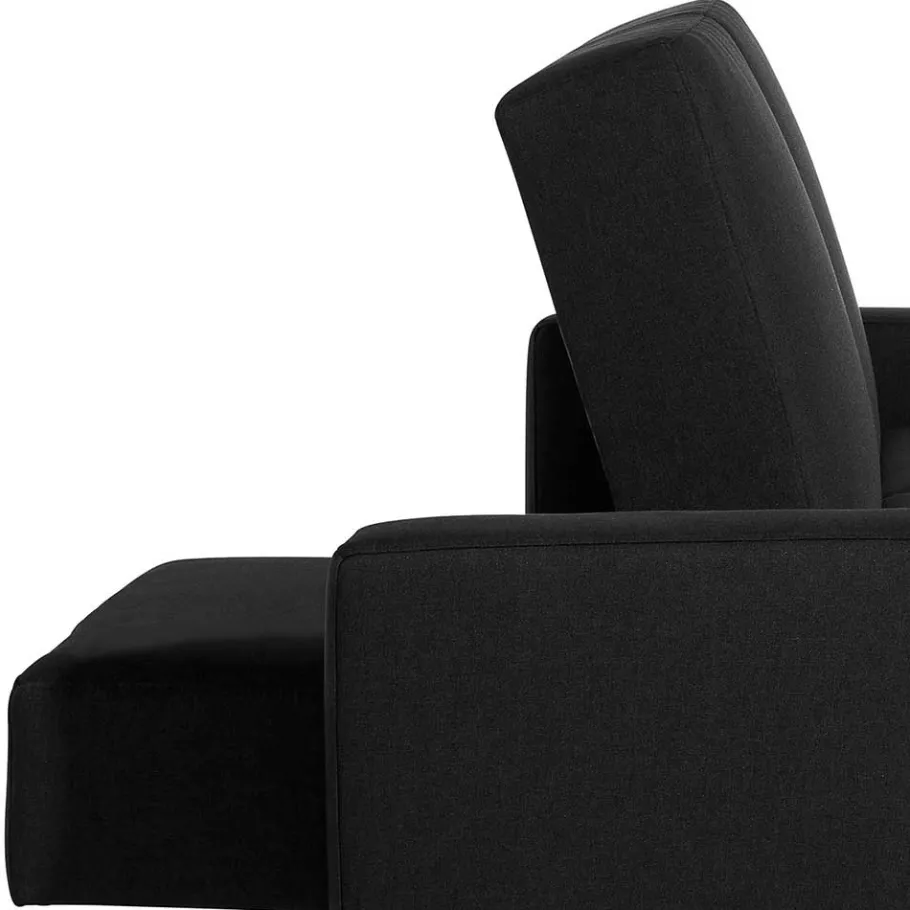 Best Wohnen Bettsofa mit Hocker in Schwarz mit Chrom - Farella (zweiteilig)