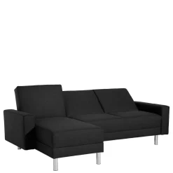 Best Wohnen Bettsofa mit Hocker in Schwarz mit Chrom - Farella (zweiteilig)