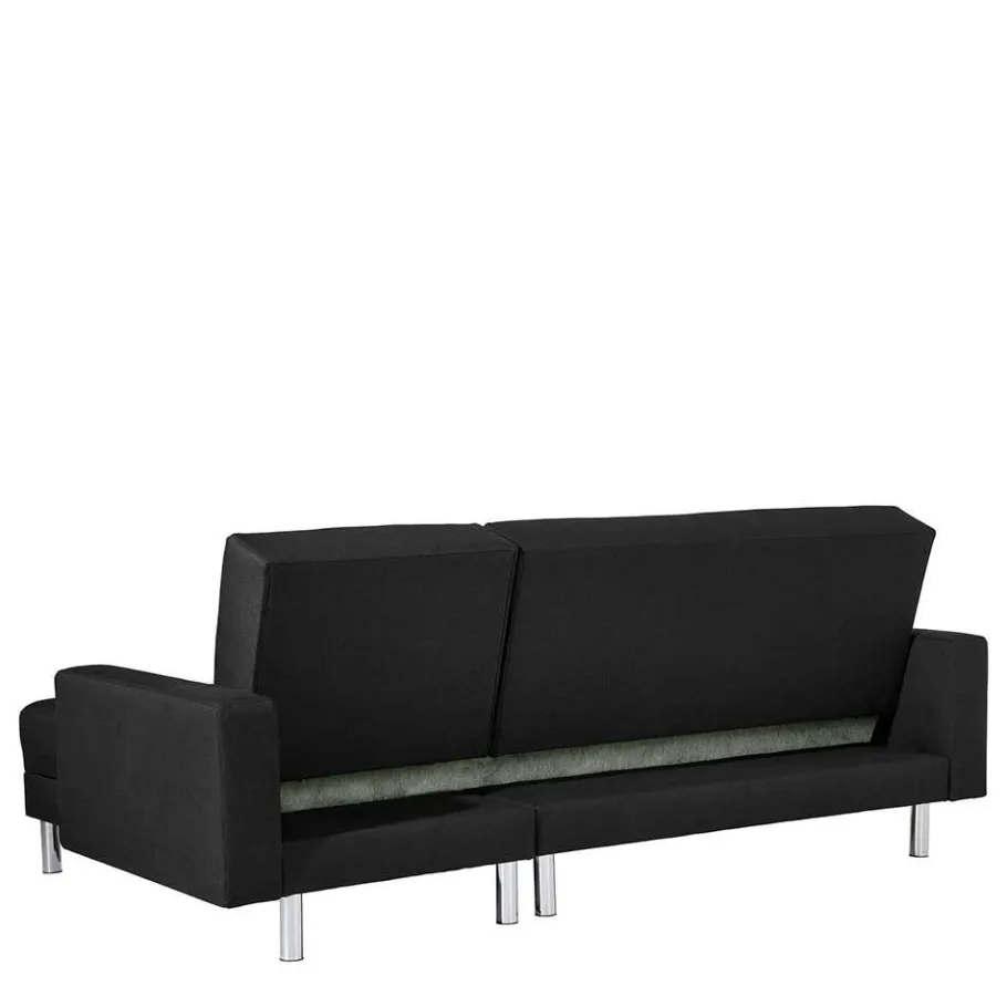 Best Wohnen Bettsofa mit Hocker in Schwarz mit Chrom - Farella (zweiteilig)
