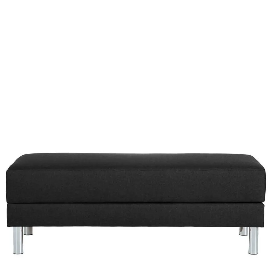 Best Wohnen Bettsofa mit Hocker in Schwarz mit Chrom - Farella (zweiteilig)