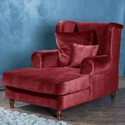 Outlet Wohnen Big Sessel in Rot Samtvelours - Simple