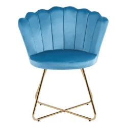 Outlet Wohnen Blaue Samtstühle mit Muschel Design Lehne - Candelcero (2er Set)